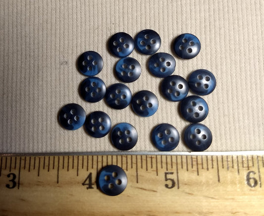 Button #20741 #4 Hole #Blue #Dome #Polyester #10pc