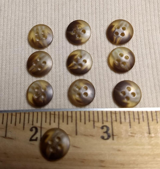 Button #20919 #4 Hole #Brown #Imitation #Horn #Polyester #10pc