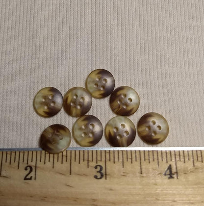 Button #20919 #4 Hole #Brown #Imitation #Horn #Polyester #10pc