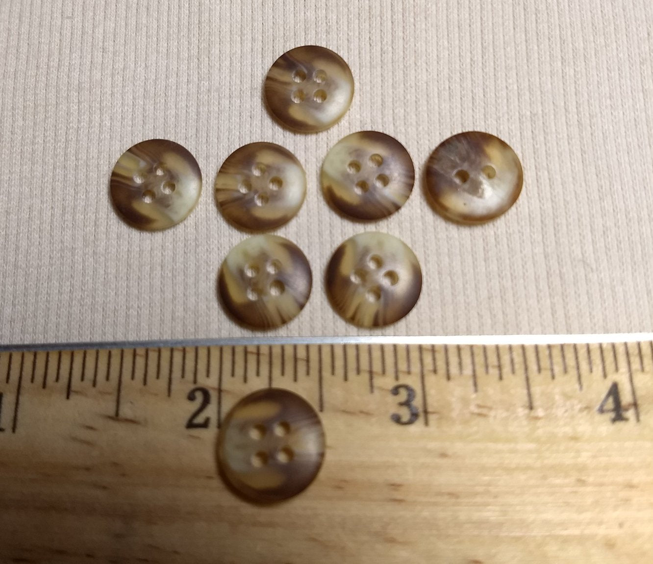 Button #20919 #4 Hole #Brown #Imitation #Horn #Polyester #10pc