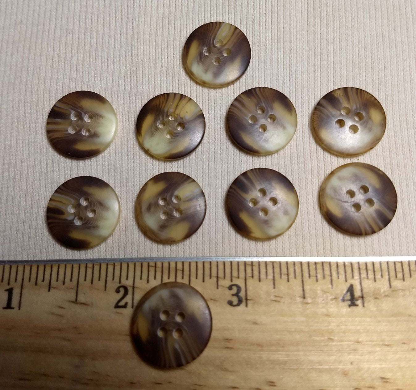 Button #20919 #4 Hole #Brown #Imitation #Horn #Polyester #10pc