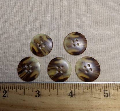 Button #20919 #4 Hole #Brown #Imitation #Horn #Polyester #10pc