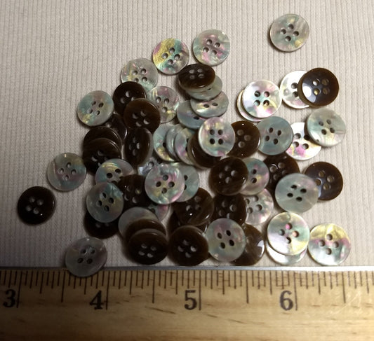 Button #4269 #4 Hole #Brown #Imitation #Shell #Polyester #10pc