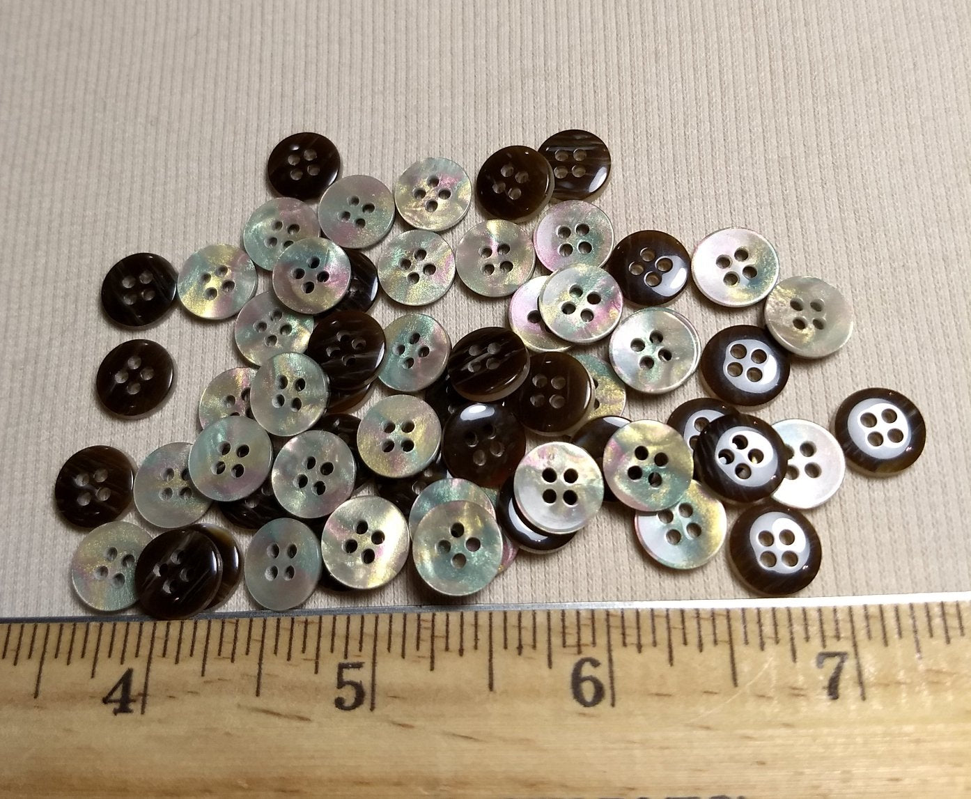 Button #4269 #4 Hole #Brown #Imitation #Shell #Polyester #10pc