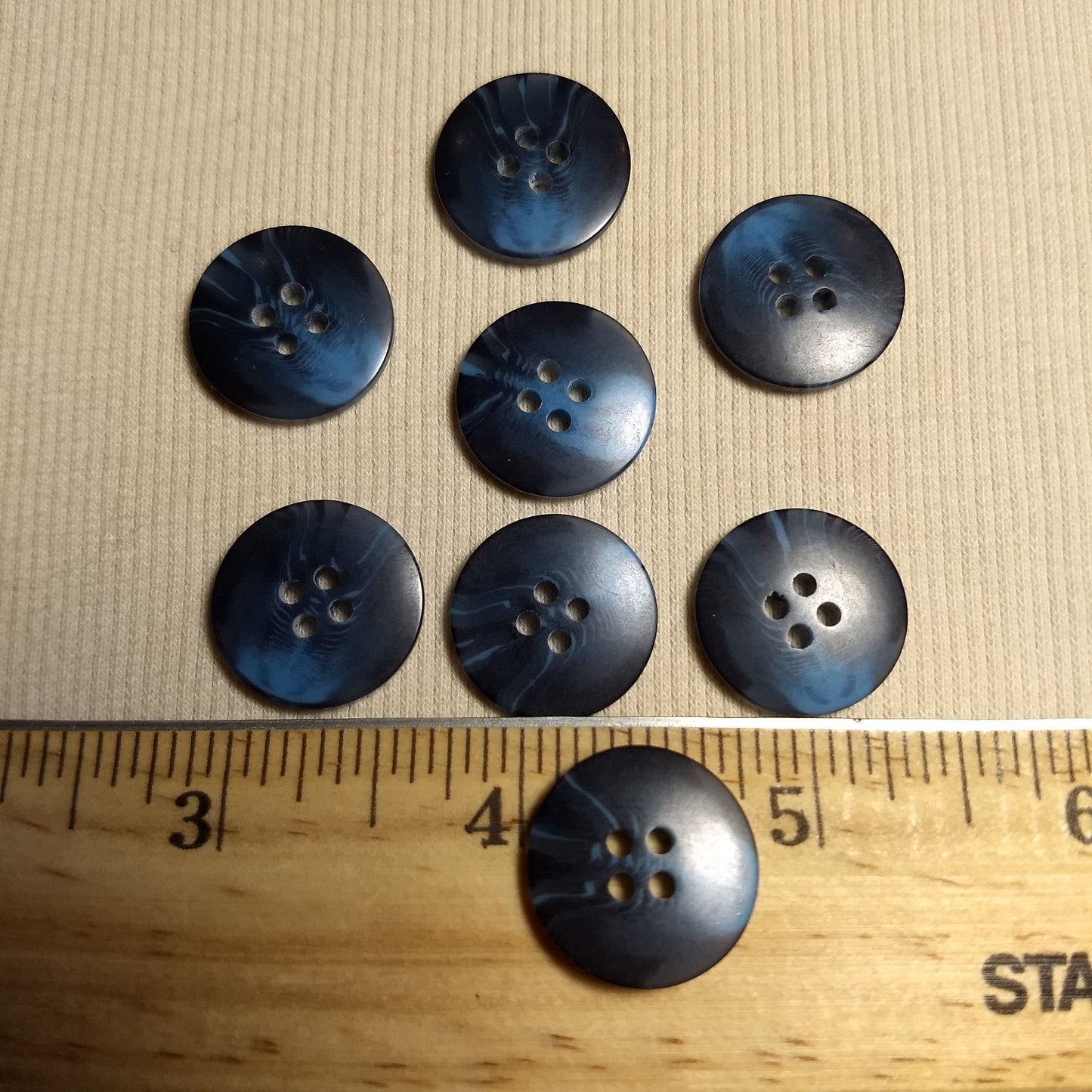 Button #20741 #4 Hole #Blue #Dome #Polyester #10pc