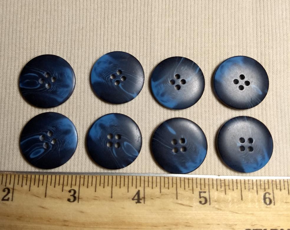 Button #20741 #4 Hole #Blue #Dome #Polyester #10pc