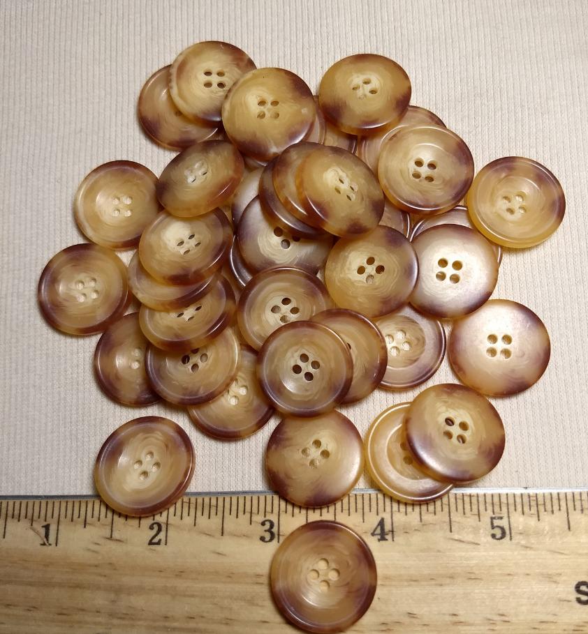 Button #HS9364/29364  #4 Hole #Brown #Rim #Imitation #Horn #Polyester #10pc