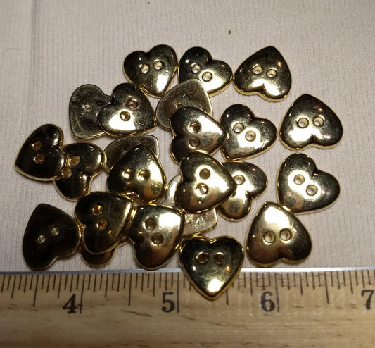 Button #KU225 #2 Hole #Gold #Heart #ABS #10pc