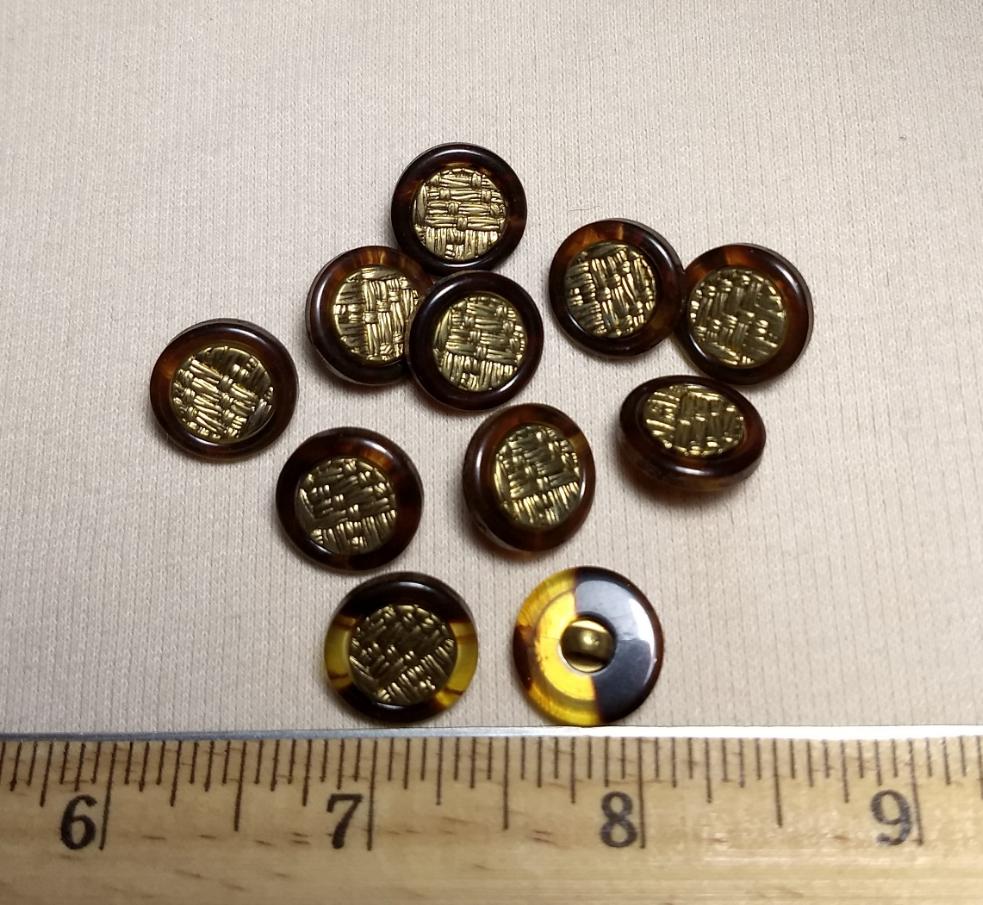 Button #30074 #Shank #Gold #Rim #Polyester #10pc