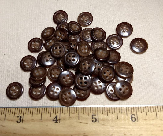 Button #21098 #4 Hole #Brown #Rim #Imitation #Horn #10pc