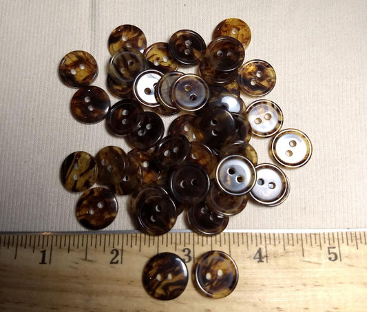 Button #YTL009 #2 Hole #Brown #Rim #Polyester #10pc