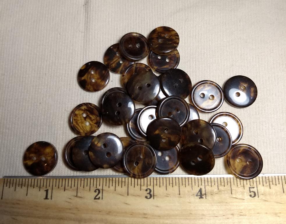 Button #YTL009 #2 Hole #Brown #Rim #Polyester #10pc