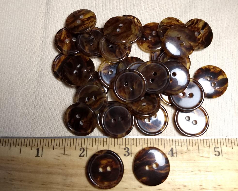 Button #YTL009 #2 Hole #Brown #Rim #Polyester #10pc