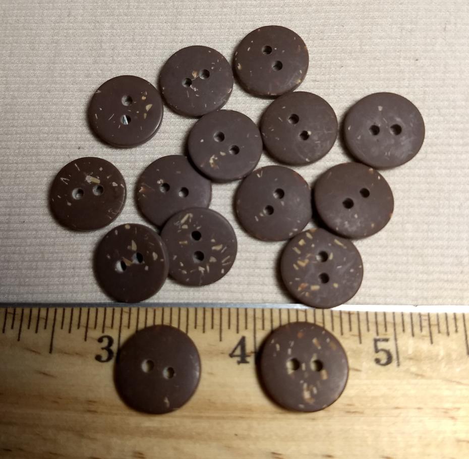 Button #95412 #2 Hole #Brown #Coconut #Wood #Polyester #10pc