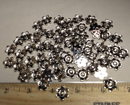 Button #JU538 #2 Hole #Silver #Flower #ABS #10pc