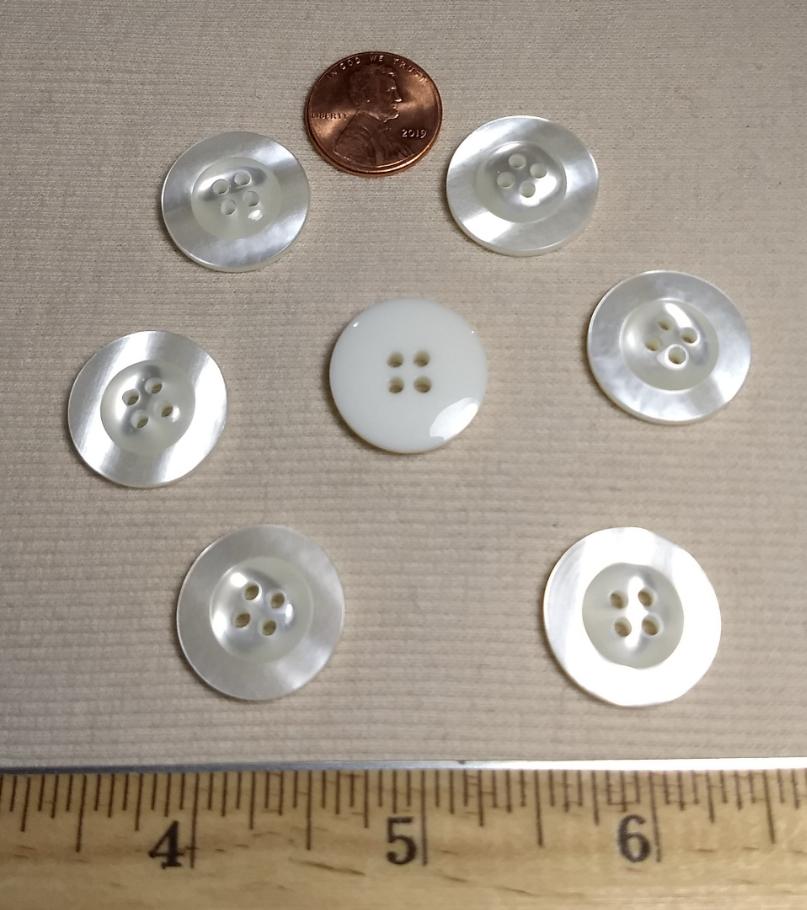 Button #20855/197 #4 Hole #Pearl #Rim #Polyester #10pc