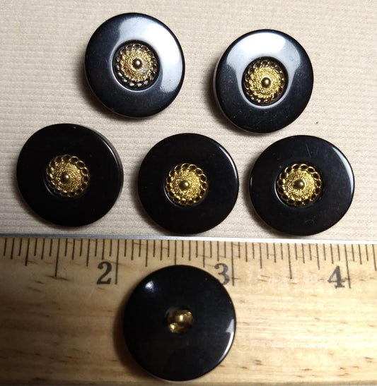 Button #1544 #Shank #Black #Rim #Polyester #10pc