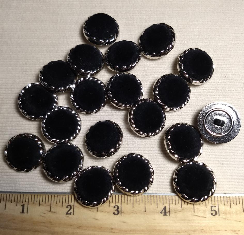 Button #JU0011 #Shank #Black #Rim #Velvet #Abs #10pc