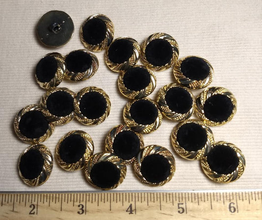 Button #JU001 #Shank #Black #Velvet #Rim #Abs #10pc