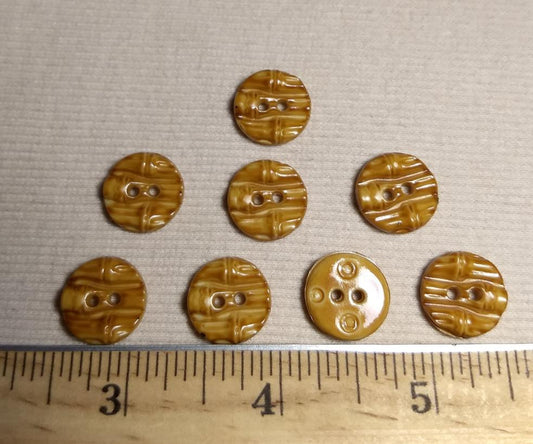 Button #JU1098 #2 Hole #Brown #Imitation #Bamboo #Abs #10pc