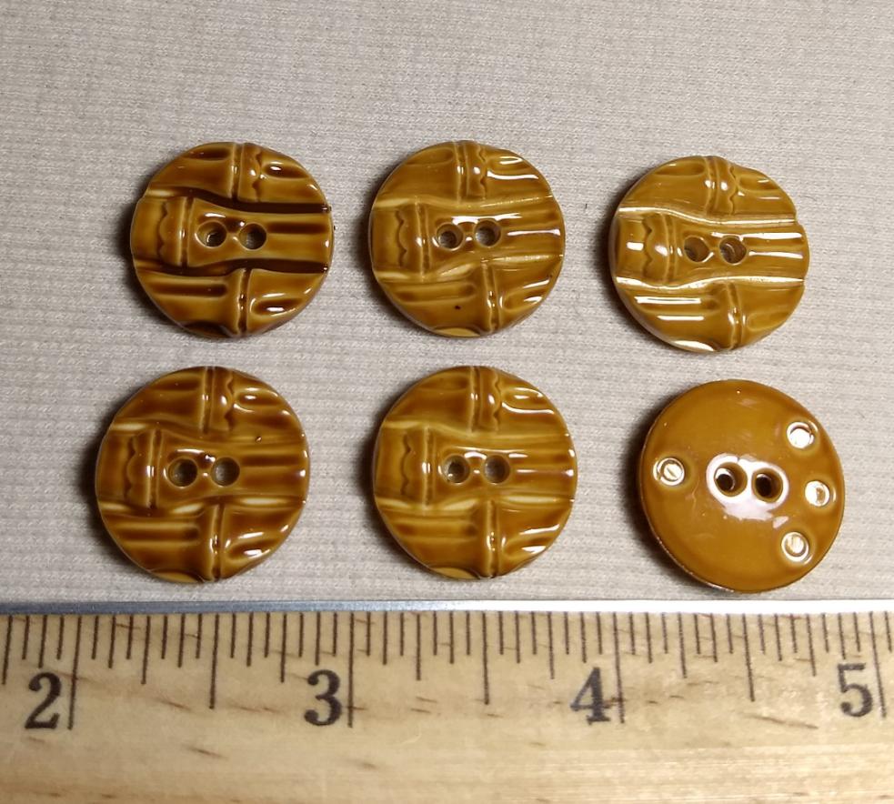 Button #JU1098 #2 Hole #Brown #Imitation #Bamboo #Abs #10pc