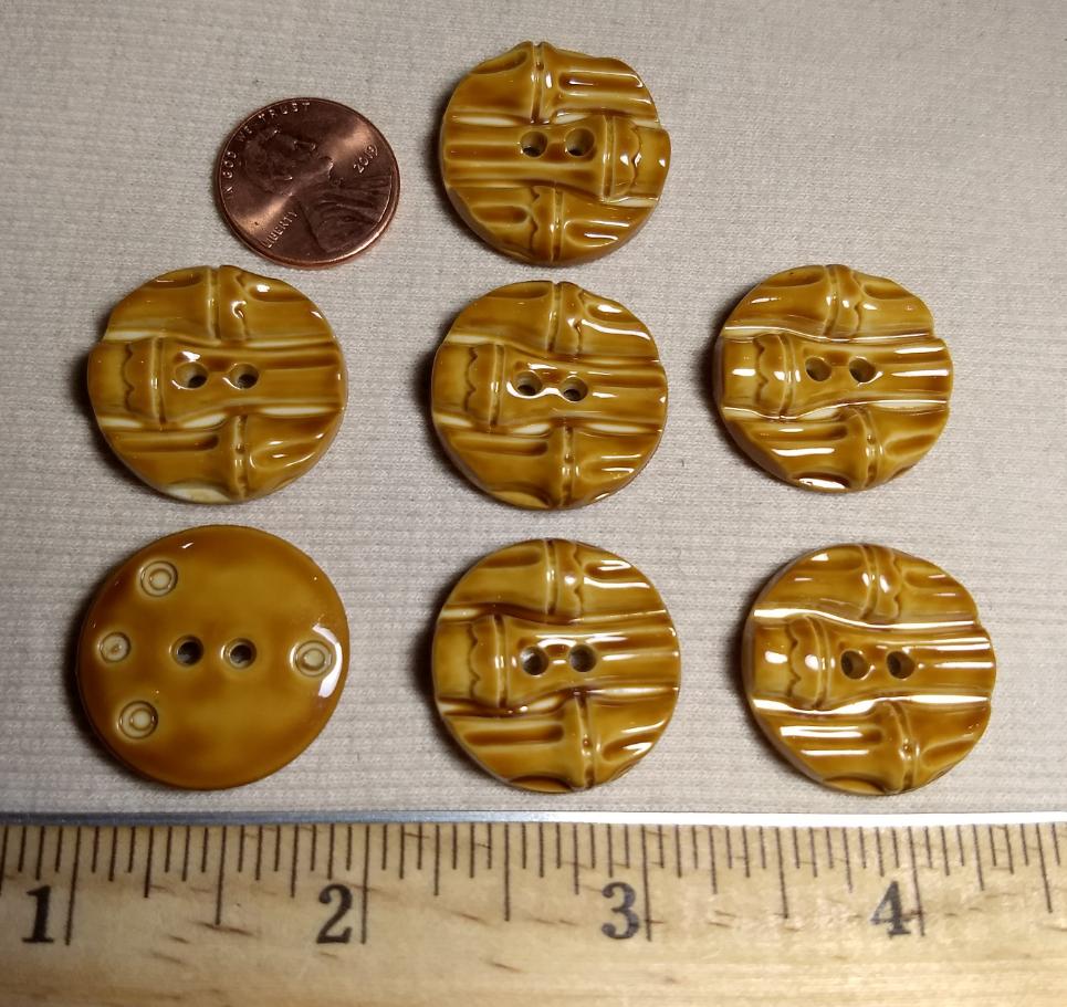 Button #JU1098 #2 Hole #Brown #Imitation #Bamboo #Abs #10pc