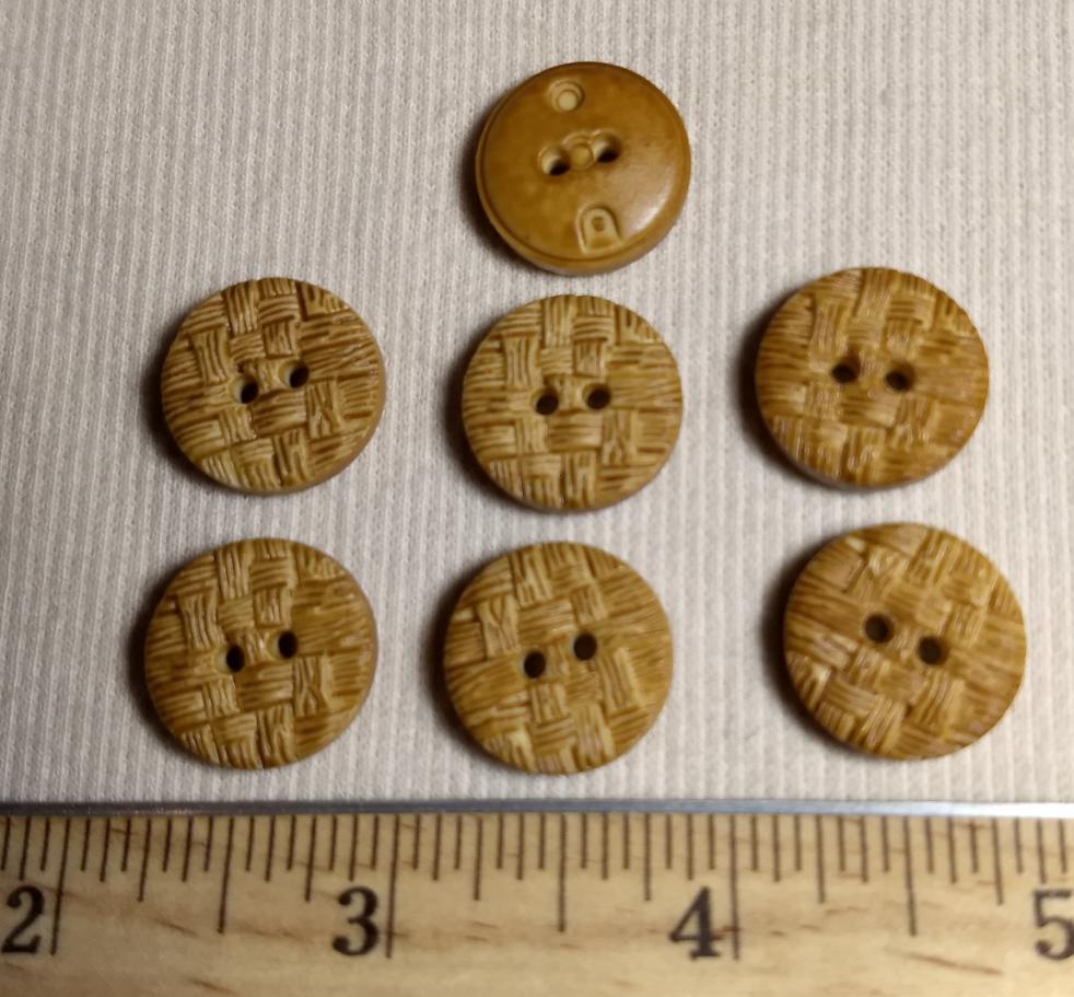 Button #17011-1-Bamboo #2 Hole #Brown #Abs #10pc