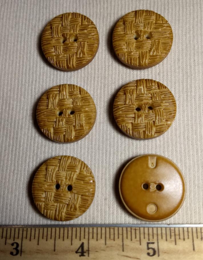 Button #17011-1-Bamboo #2 Hole #Brown #Abs #10pc