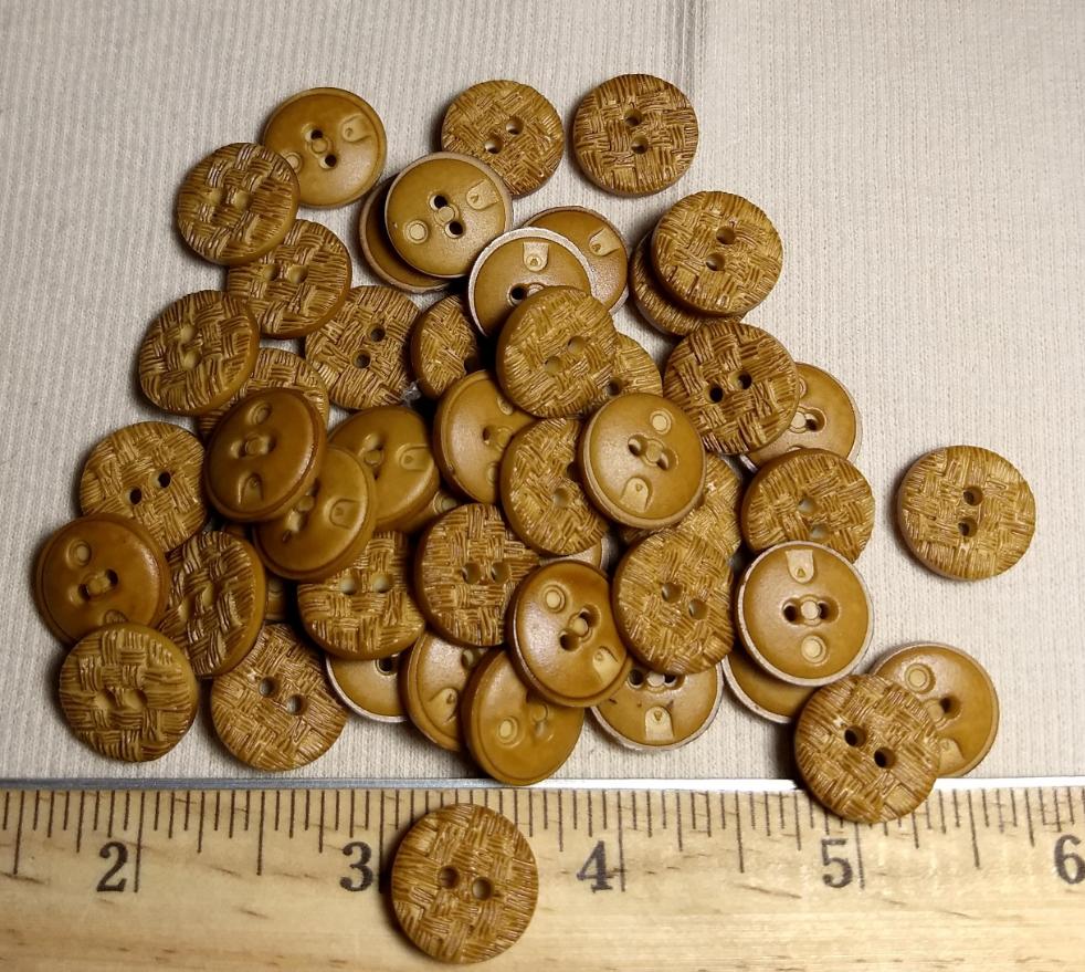 Button #17011-1-Bamboo #2 Hole #Brown #Abs #10pc