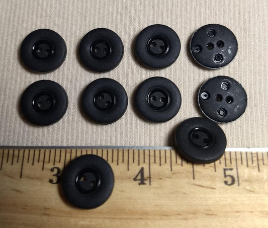 Button #9163 #2 Hole #Black #Nylon #10pc