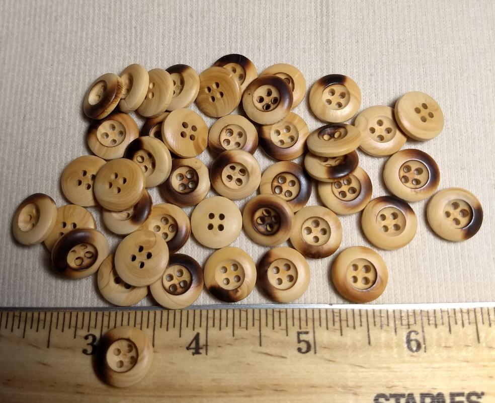 Button #21205 #4 Hole #Brown #Rim #Wood #Polyester #10pc