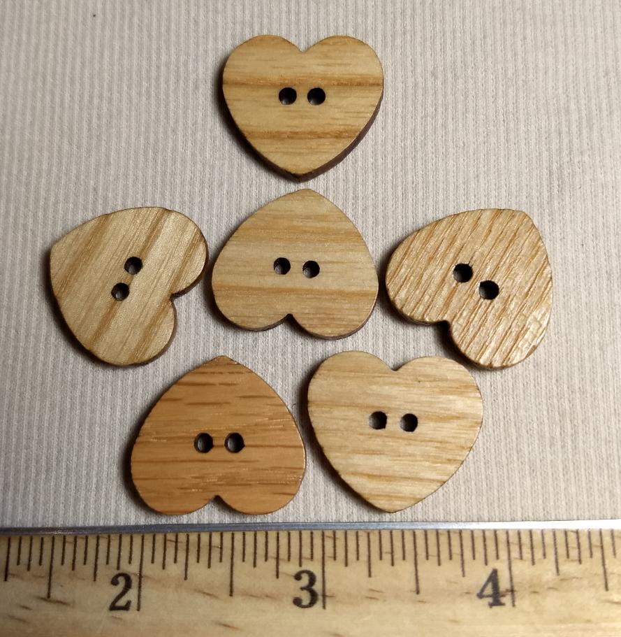 Button #WB-B006 #2 Hole #Cream #Heart #Wood #10pc