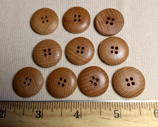 Button #31151 #4 Hole #Brown #Natural #Wood #Polyester #10pc