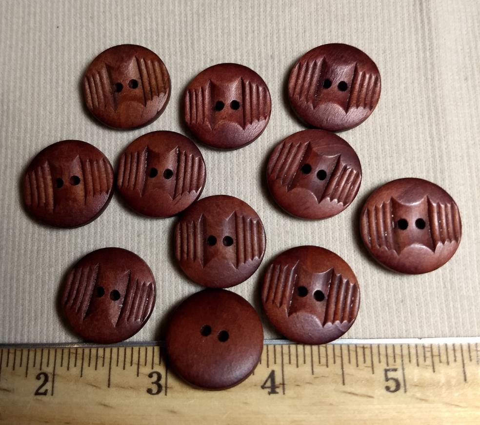 Button #9462 #2 Hole #Brown #Imitation #Wood #Polyester #10pc