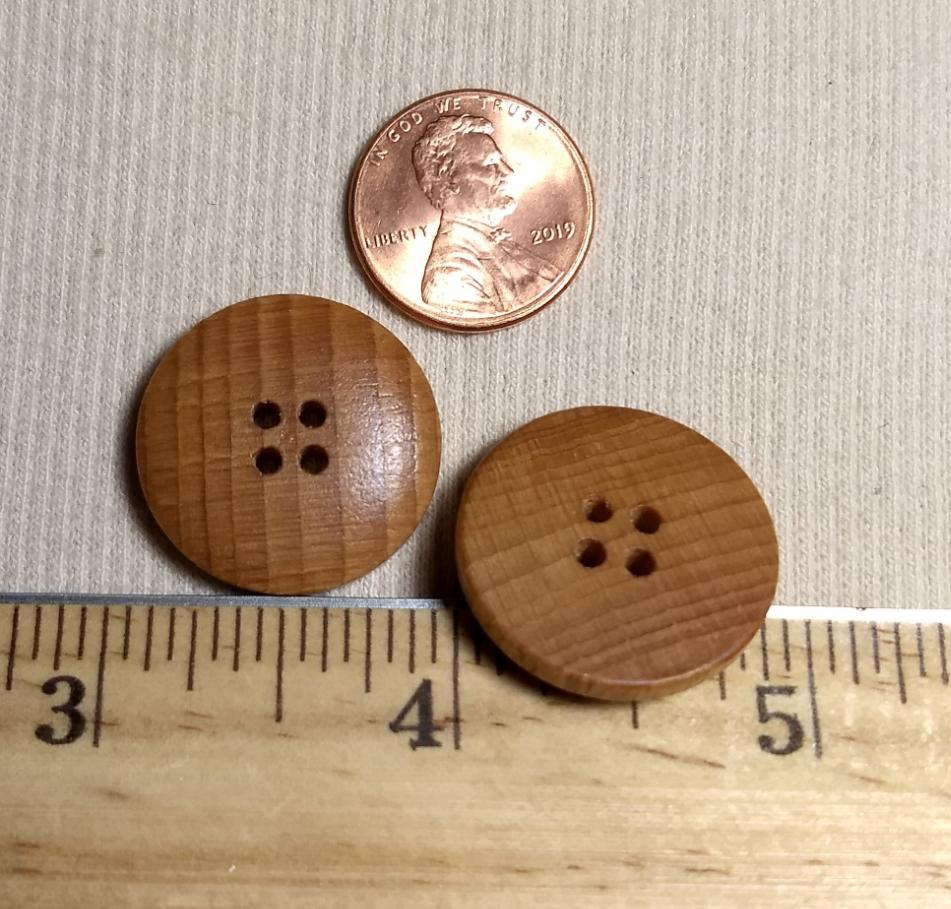 Button #31151 #4 Hole #Brown #Natural #Wood #Polyester #10pc