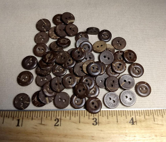 Button #10 #2 Hole #Brown #Coconut #Wood #Rim #Polyester #10pc