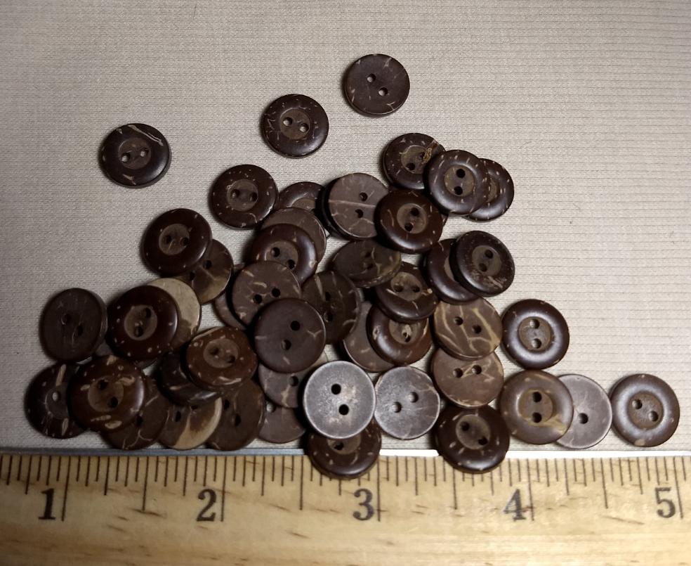 Button #10 #2 Hole #Brown #Coconut #Wood #Rim #Polyester #10pc