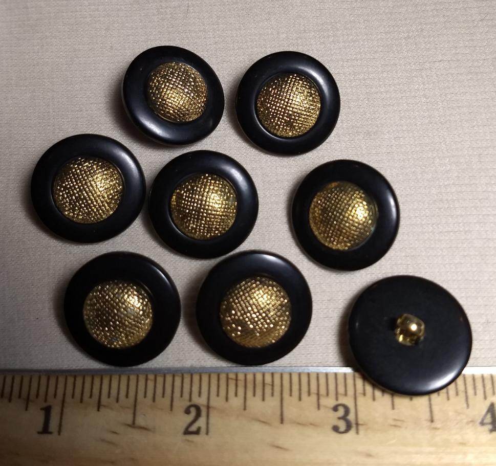 Button #28121 #Shank #Antique-Gold #Black #Polyester #10pc