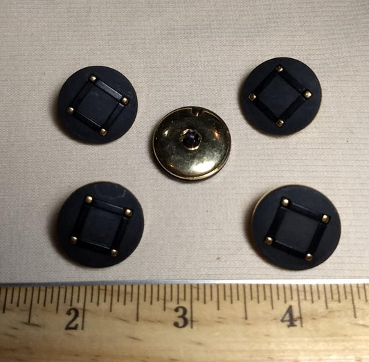 Button #Y2207 #Shank #Black #Gold #Rim #Abs #10pc