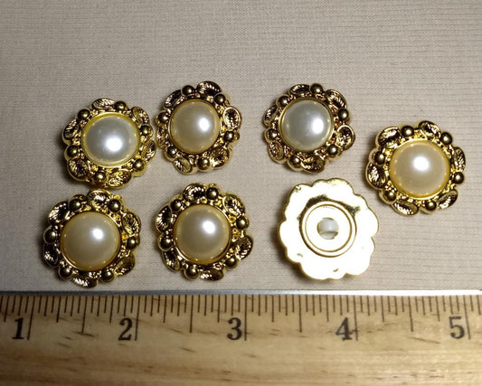 Button #1346 #Shank #Gold #Pearl #Rim #ABS #10pc