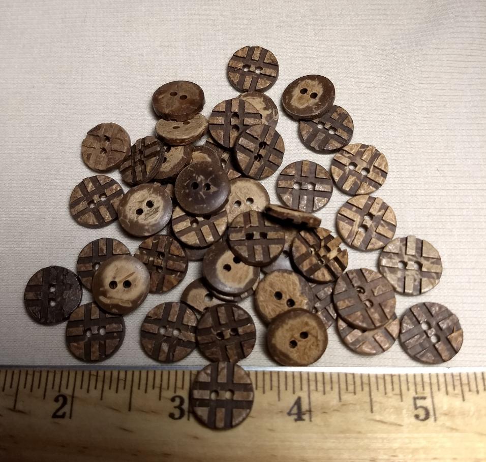 Button #KC0002-B #2 Hole #Brown #Coconut #Wood #10pc