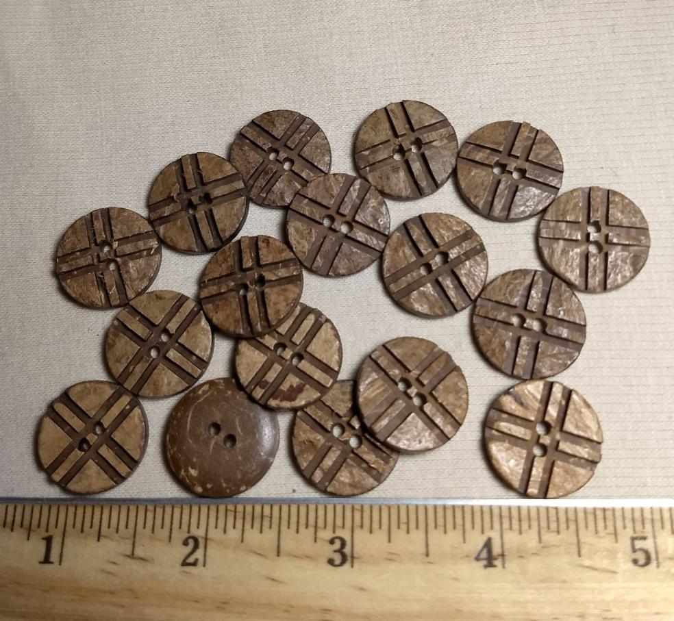 Button #KC0002-B #2 Hole #Brown #Coconut #Wood #10pc