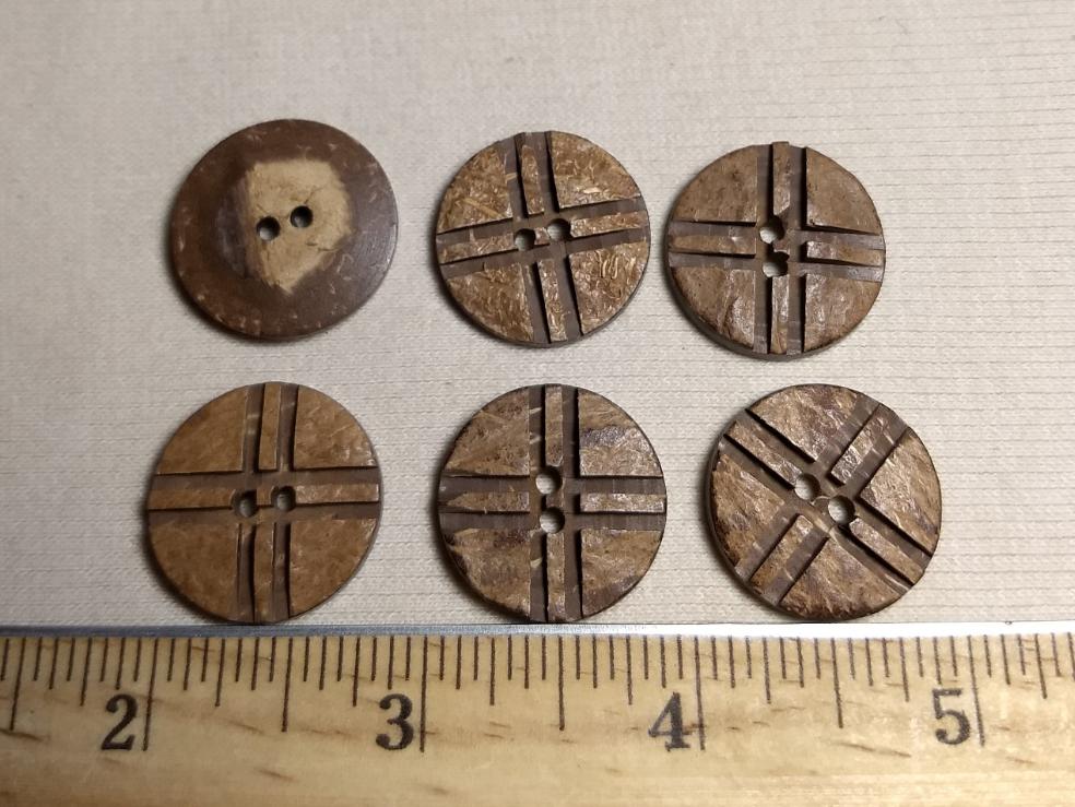 Button #KC0002-B #2 Hole #Brown #Coconut #Wood #10pc