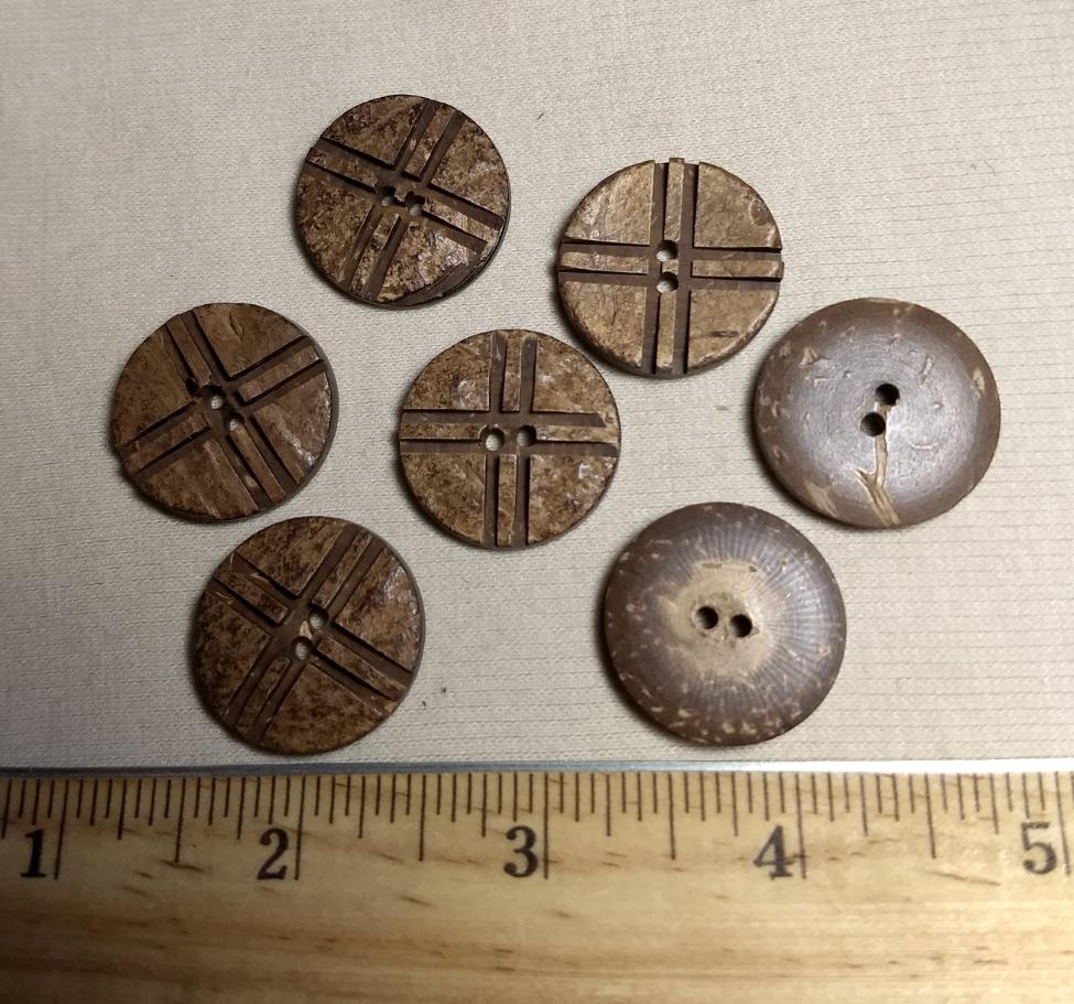 Button #KC0002-B #2 Hole #Brown #Coconut #Wood #10pc