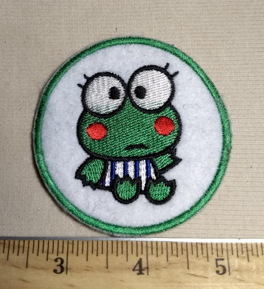 Applique #Animal #Green #Frog #Round #Patch #2pc