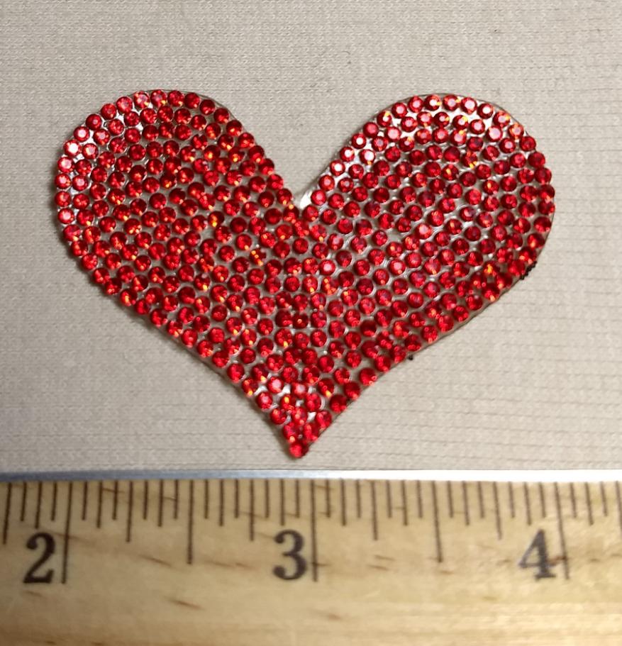 Applique #Rhinestone #Red #Heart #Patch #1pc