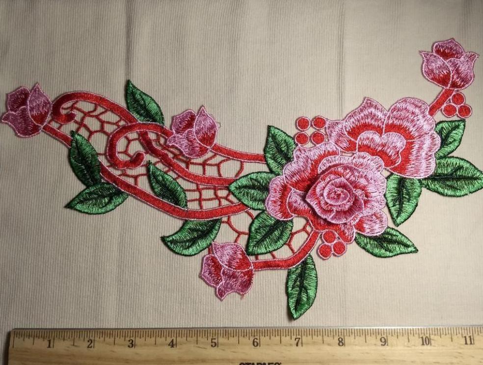 Applique #PAT211 #Pink #Embroidery #Flower #Patch #1pc