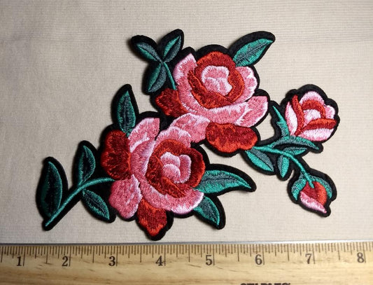 Applique #PAT185 #Red #Embroidery #Flower #Patch #1pc