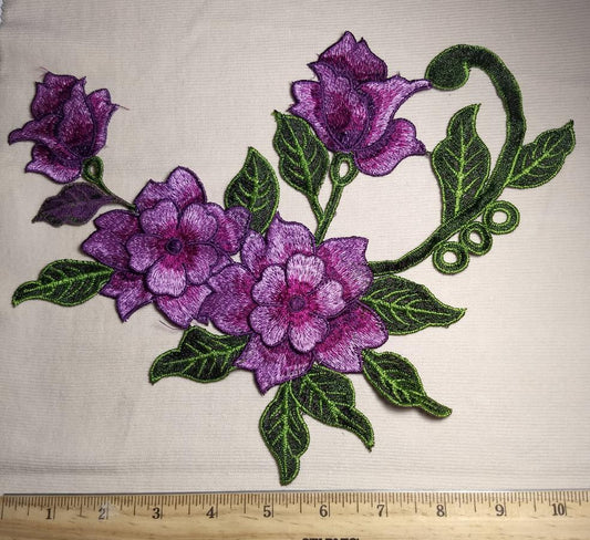 Applique #PAT205 #Purple #Embroidery #Flower #Patch  #1pc