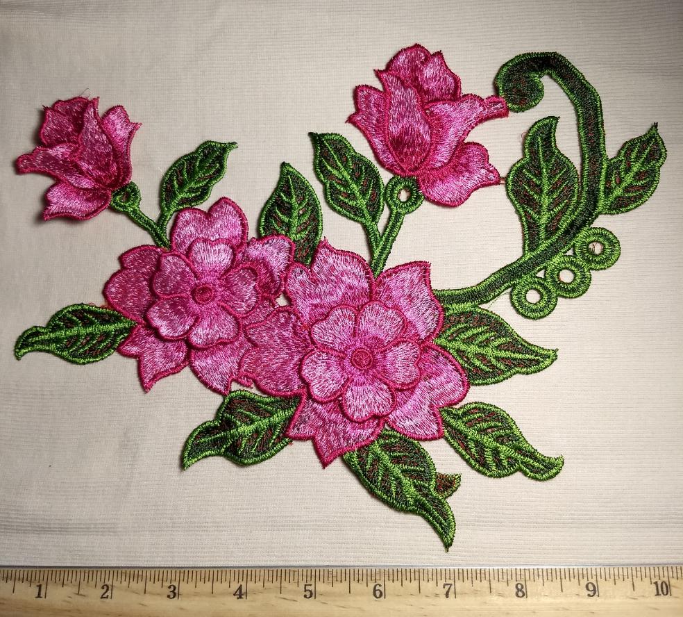 Applique #PAT205 #Pink #Embroidery #Flower #Patch #1pc